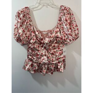 Altar’d State women’s pink floral short sleeve top size Large NWT. #44-1735
